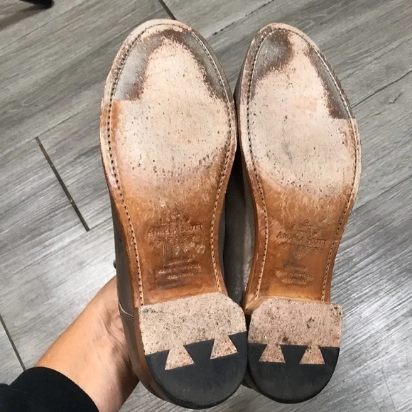 The Office of Angela Scott Ms. Baker Oxfords in Silver Overlay Tan Leather